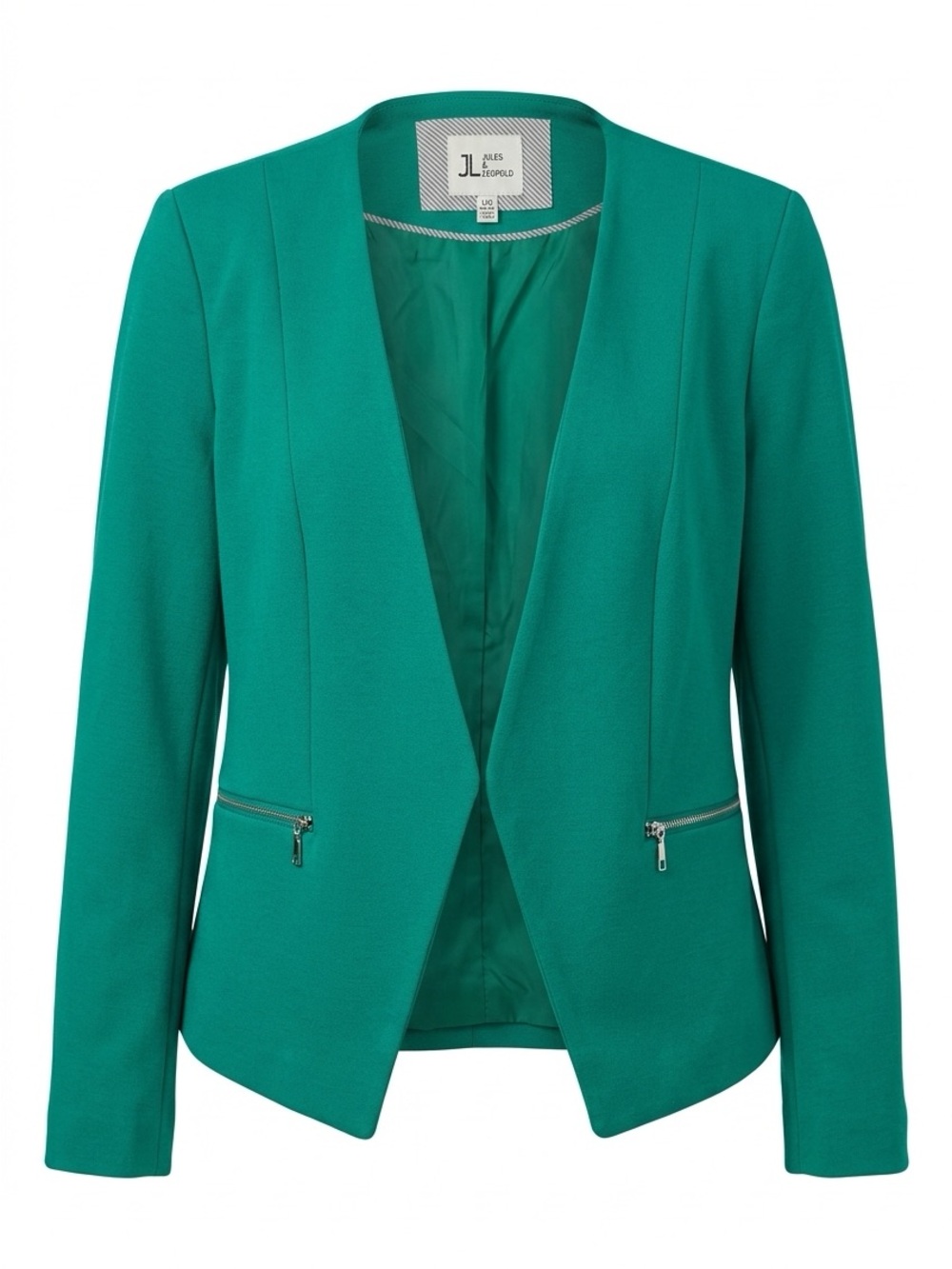 Jules & Leopold Open-Front Blazer with Zip Pockets